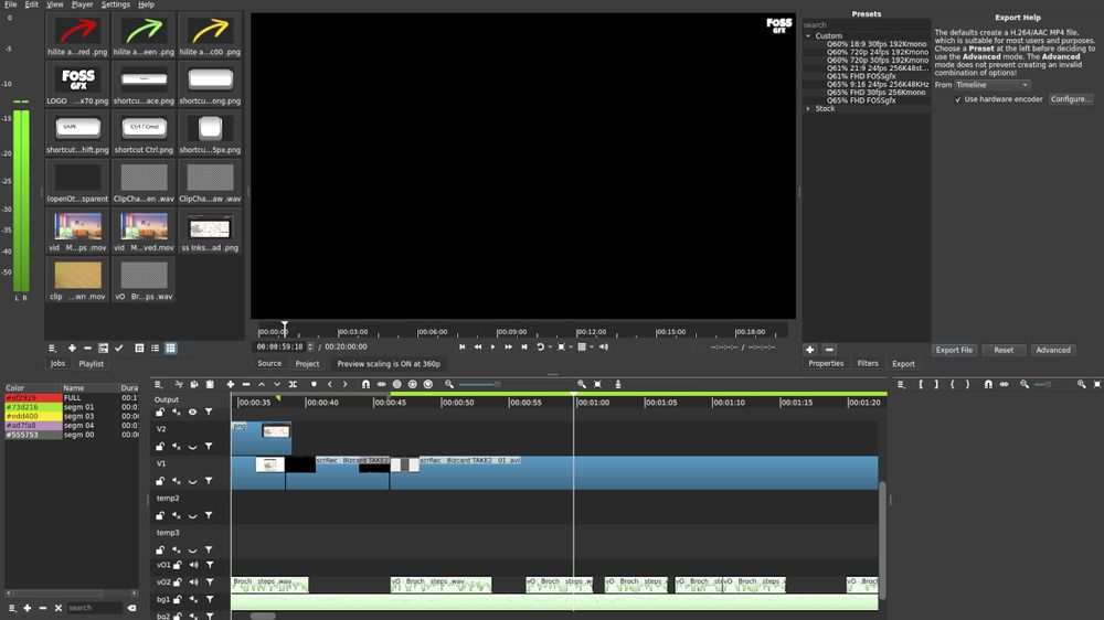 Shotcut workspace, production in progress 👍