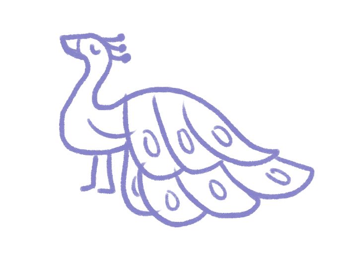 a terribly doodled peacock cause I don't draw birds much either ;)