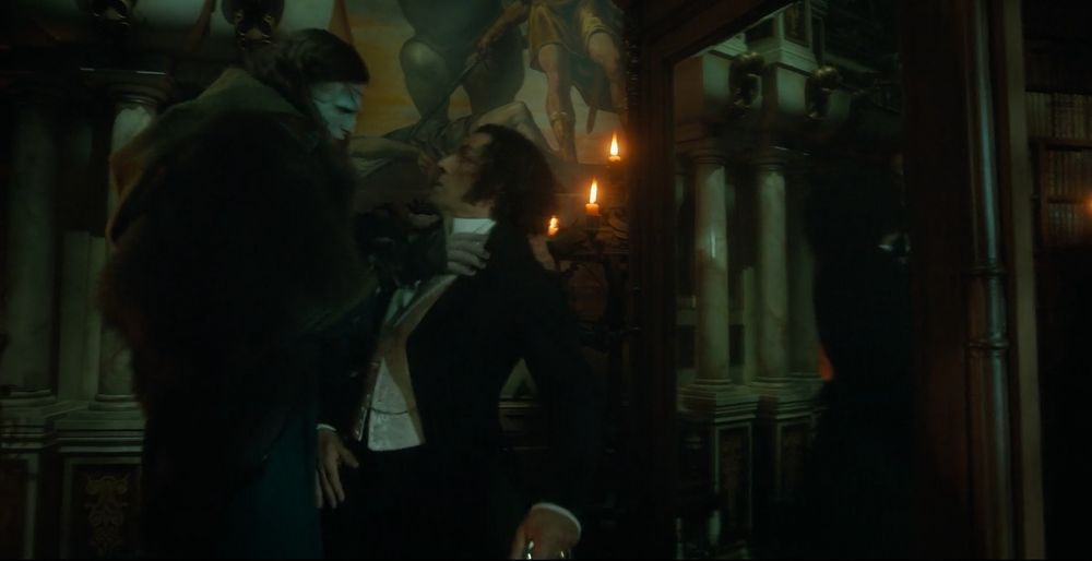 The Creature confronts Victor in front of a Mirror, Frankenstein (2025)