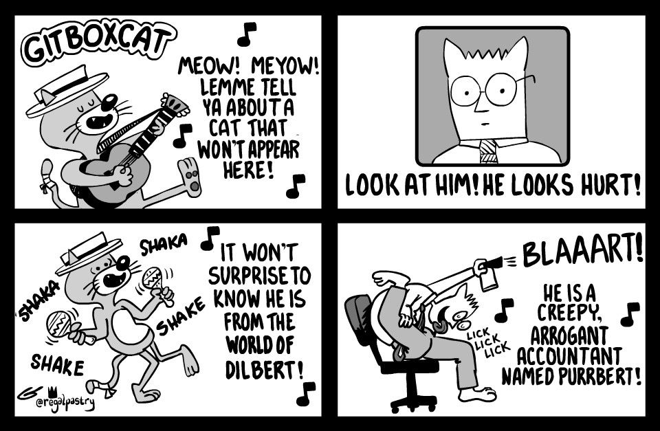 Purrbert, from the House of ALTernative Garfs online (strip?)

Gitbixcat is basically the animated character Top Cat.