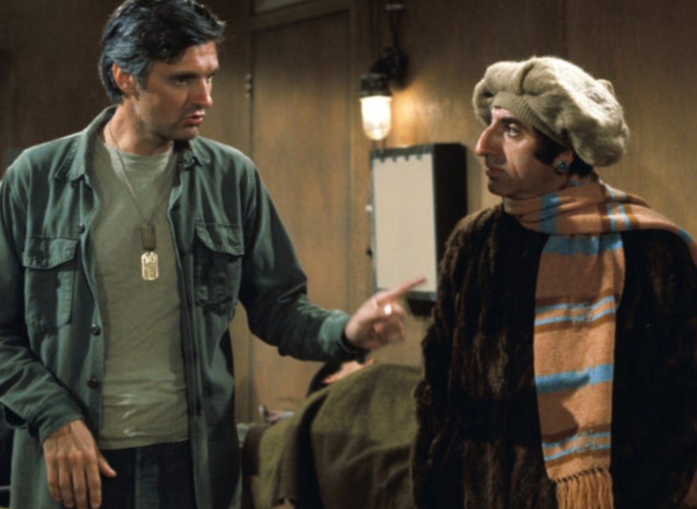 Hawkeye and Klinger from the sitcom M*A*S*H.