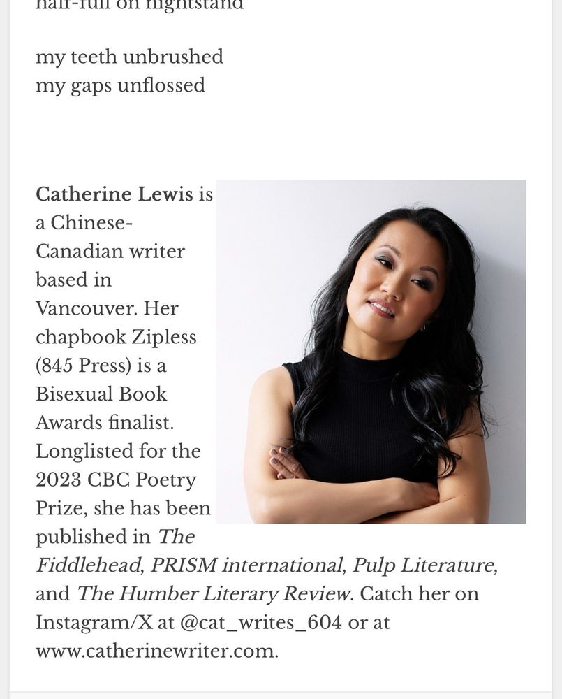 Screenshot of Catherine Lewis’s bio
