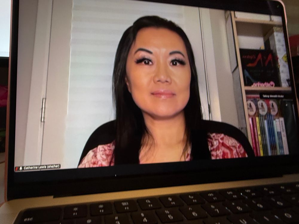 Catherine Lewis on screen on Zoom