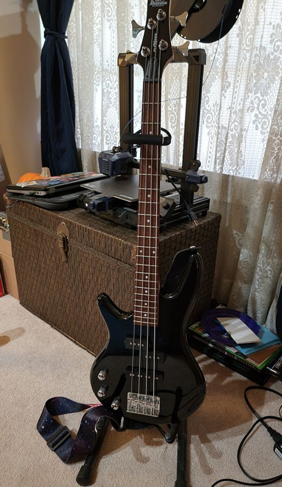 My left-handed bass!! Also, I do some 3D prints on the side for cosplay props and other things here and there