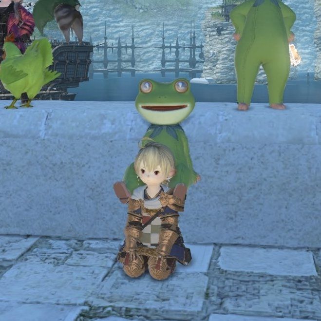 Wind up Ramza on the Sarg Lalafell wall with a frog.