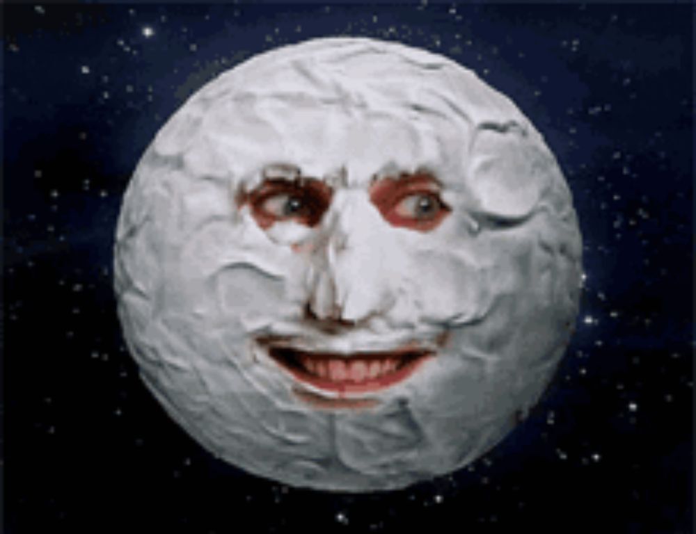 a cartoon moon with a face on it