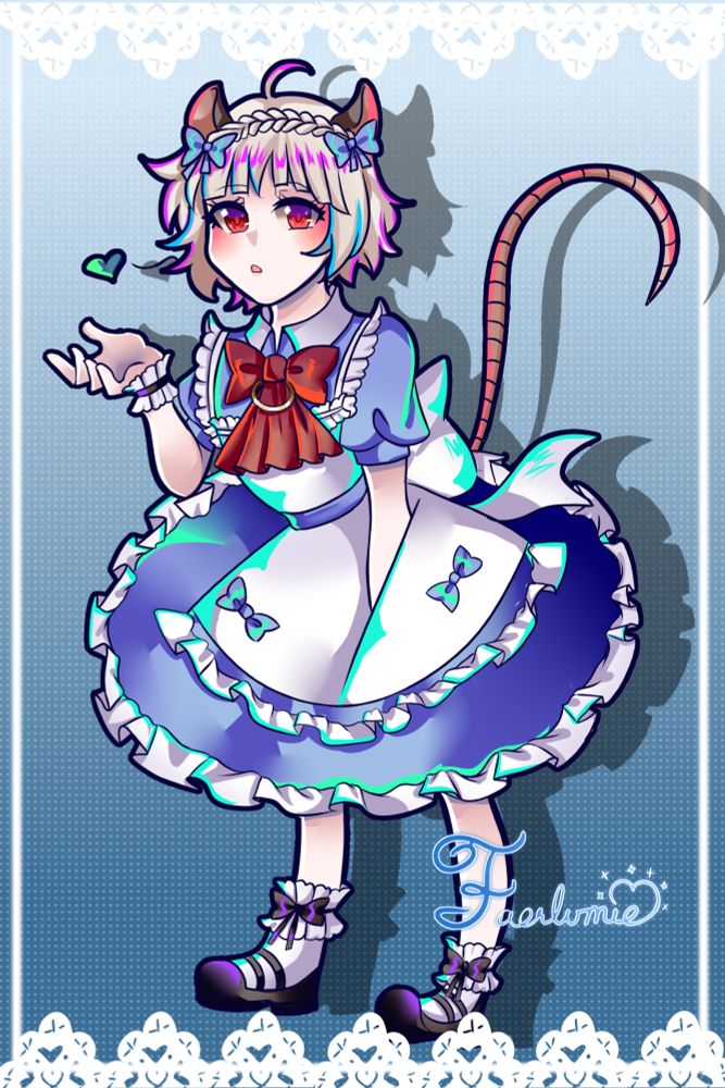 A mouse girl in a maid costume is blowing a kiss to the viewer.