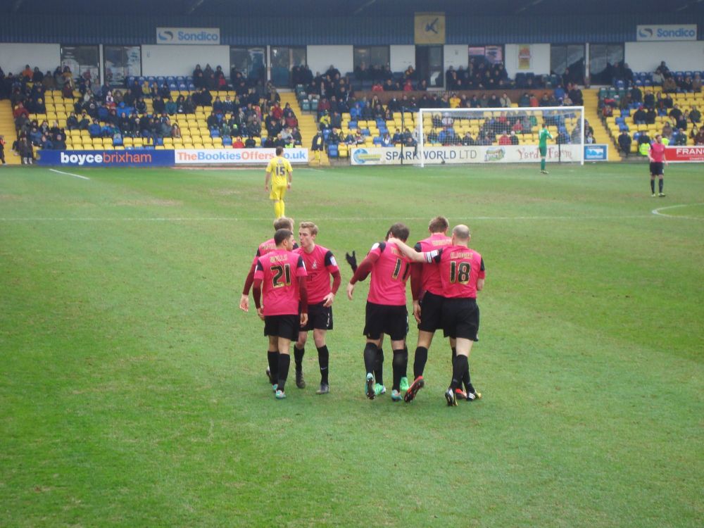 Bradford City players celebrating goal against Torquay in 2013.