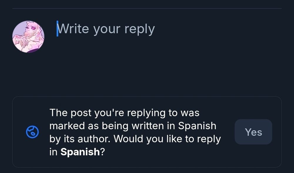 A warning that the original post is in Spanish