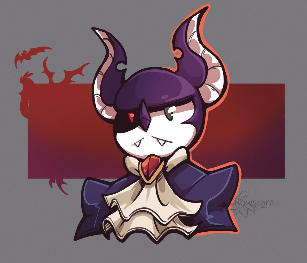 a bust piece featuring a cartoon anthro bat man. He is half shadowed and dressed in a dapper ruffle shirt