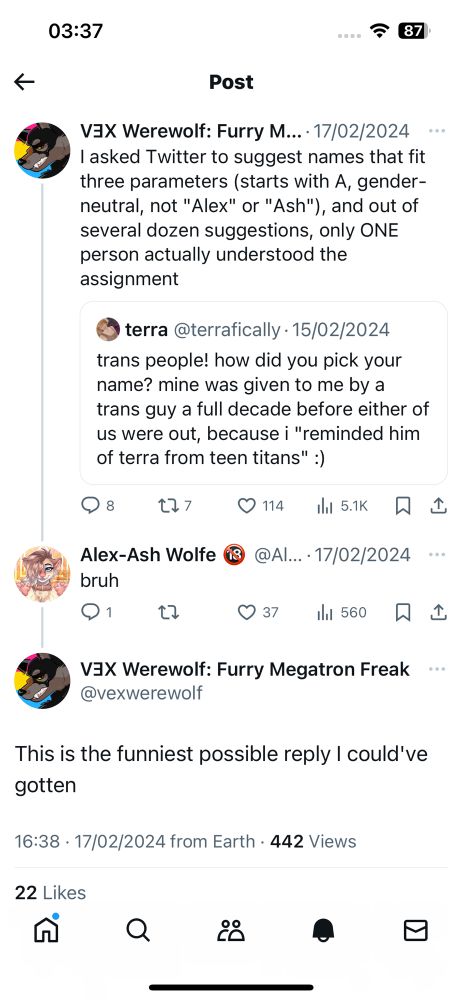 (Above skeet)

Me: “bruh”

Vex: “This is the funniest possible reply I could’ve gotten”