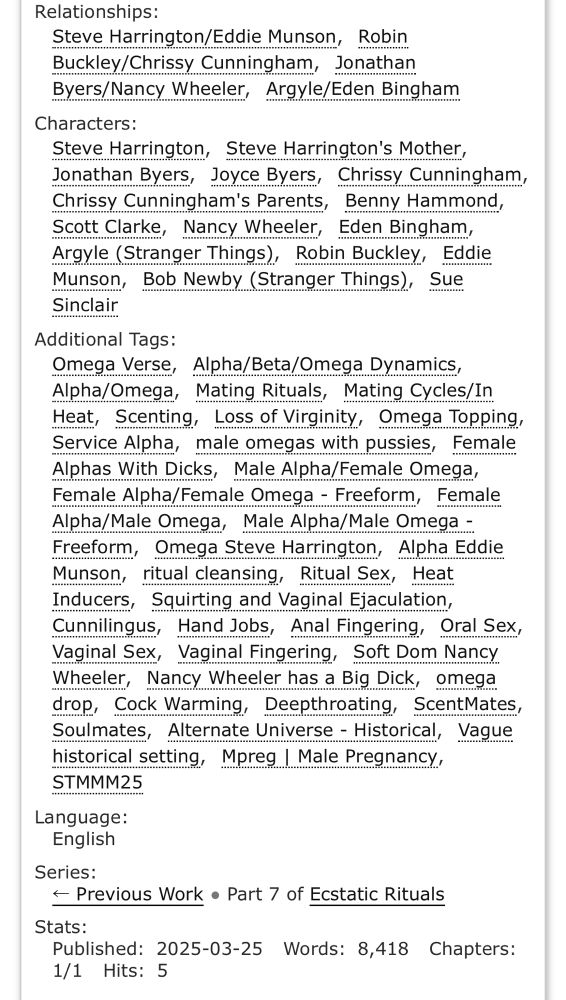 The tag list for the fic “The Lusty Month of May”