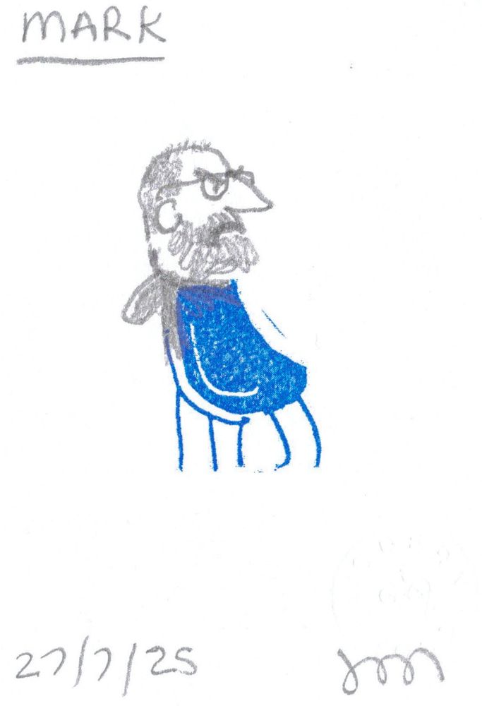 Pencil and ink Portrait of me dated 27/7/25 and signed by artist Jon Link of Modern Toss fame