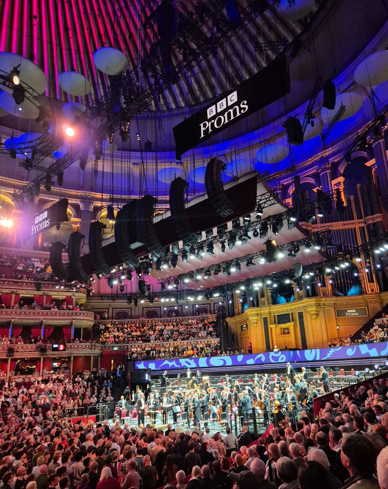 Interior of a sold out Royal Albert Hall as the Vienna Philharmonic take the stage for a Proms concert.
