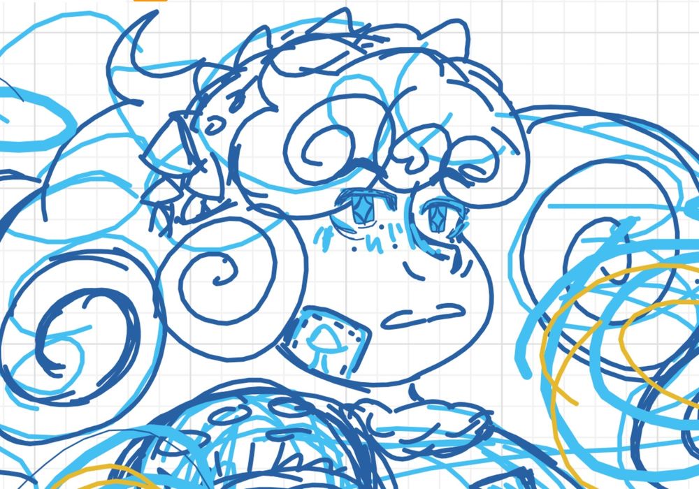 Close up of his face from the last doodle