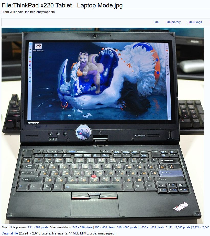 A larger screenshot of the first image of the embed shown in the previous image, showing the vore-adjacent art in more detail. The Wikipedia page header is visible.