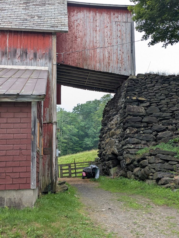 Elevated hayloft made with field stones.
