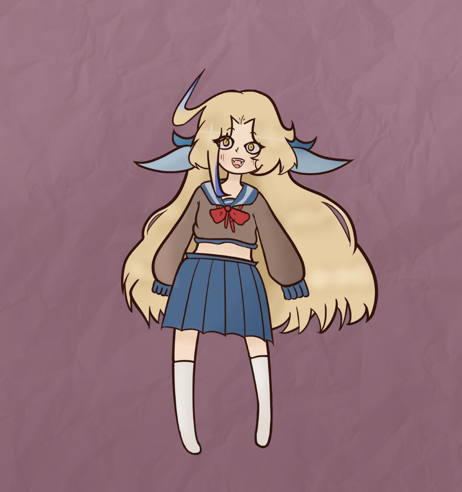 "who is she?"
Simple colorful drawing of "Vóroletu." Vóroletu belongs to chocoiit on Instagram.