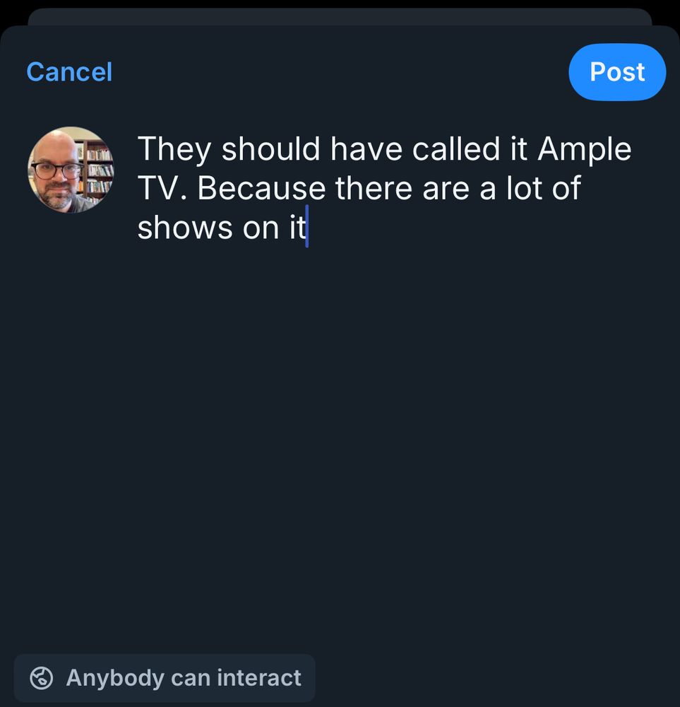 Draft of a Bluesky post that reads: They should have called it Ample TV. Because there are a lot of shows on it