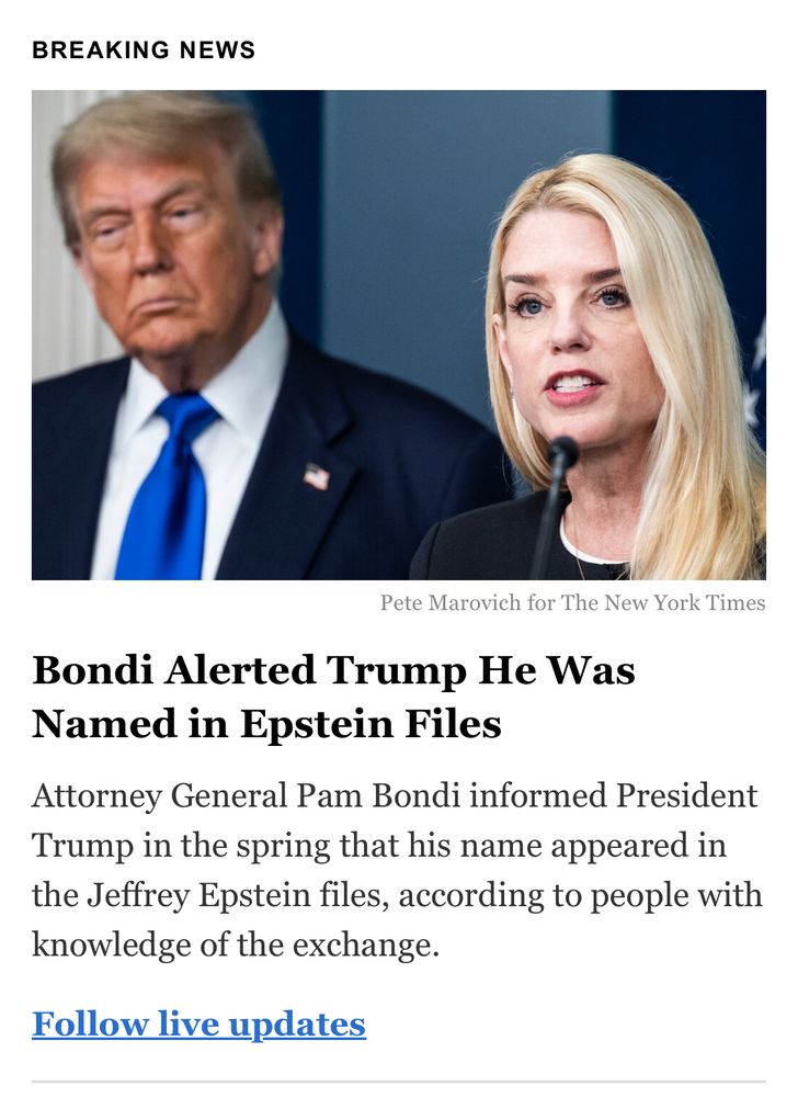 Sex criminal Donald Trump was, of course, in the Epstein files per the New York Times