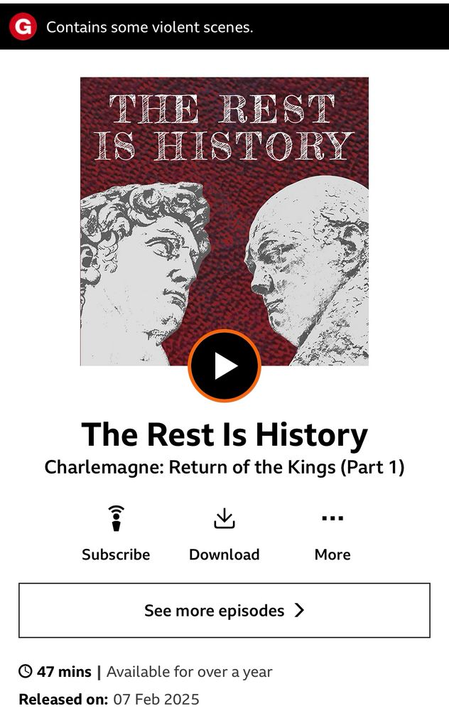 A photo of a BBC Sounds podcast feature on Charlemagne.