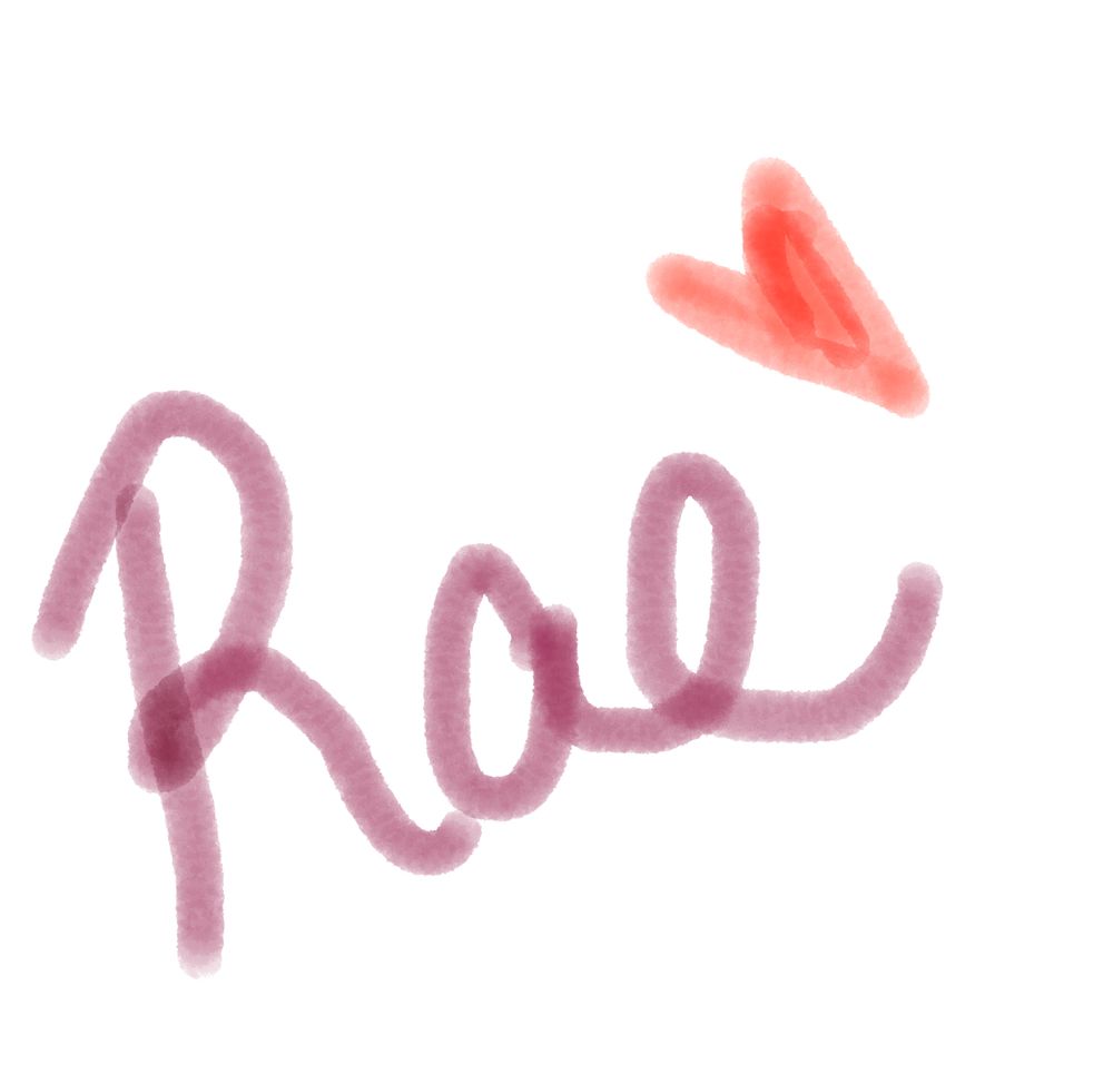 Handwritten ‘Rae’ with a heart