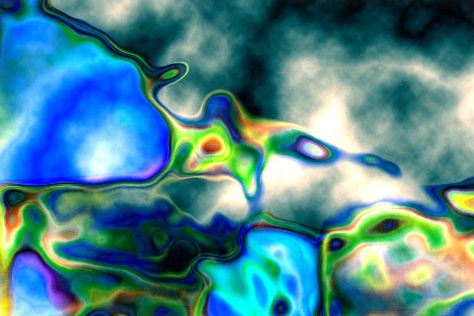 abstract image of amorphous blue and green shapes merging