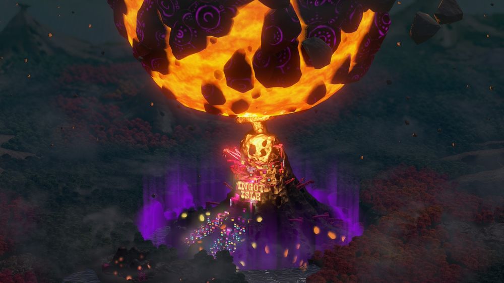 A giant rock impacts Ingot Isle.