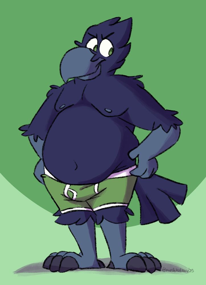 Schwarz confidently standing wearing just underwear.