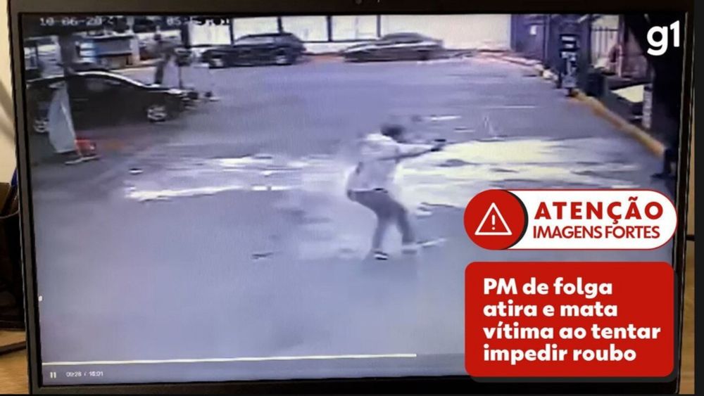 Vídeo mostra momento em que PM de folga atira e mata vítima de assalto em posto na Zona Sul de SP dias antes do casamento dela