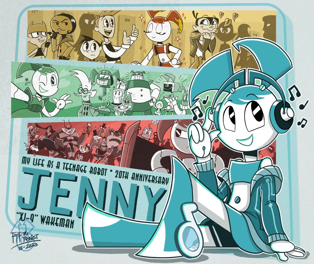 Full Description (a few of edit after the original on Instagram):

As the (last) day, meaning August 1st (2023), The 20th Anniversary of the following-culted animated series made by Nickelodeon in 2003, including the iconic friendly robot Jenny Wakeman, "My Life As A Teenage Robot" that we happily know more than the owned company from its period only.

P.S.: Before I lately post on Instagram this day, because I stayed it to get successfully supported more liked on Twitter (and that's officiall one of these most appreciate art and surpassed more than 1,000 likes in this period). Thanks so much for being the most appreciate art on Twitter and my effort that I continue to support something than before.❤️


Jenny Wakeman "XJ-9", Dr. Nora Wakeman, her XJ sisters (XJ-1, XJ-2, XJ-3, XJ-4, XJ-5, XJ-6, XJ-7, XJ-8), Brad and Tuck Carbuckle, Sheldon Oswald Lee, Vega, Queen Vexus, Smytus, The Space Bikers, Jenny and others are owned by Paramount Global and the author Rob Renzetti.