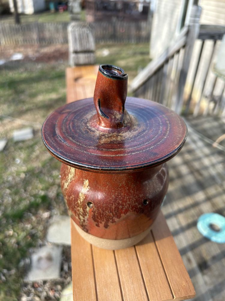 Red garlic keeper jar!