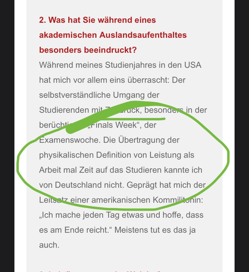 Screenshot of an email newsletter wrongly saying that “power equals work times time”