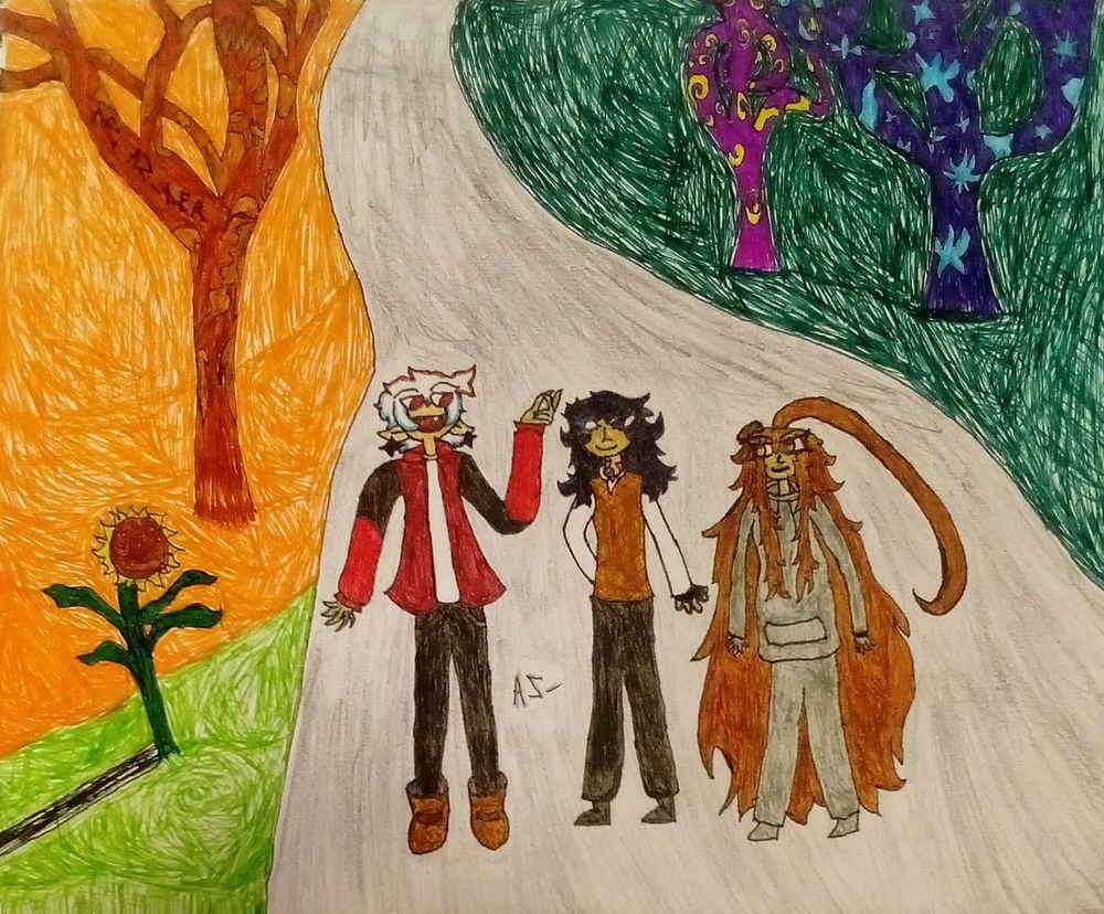 Attack of ‪@nightc4ts.bsky.social‬'s character, #sheishikinoi, ‪@jadexplodes.bsky.social‬'s character, #hiroval, and @kydotexe.bsky.social‬'s character, #EmiliaQharCarlore.
Attack link: https://artfight.net/attack/11594670.shit-twink-and-c-section