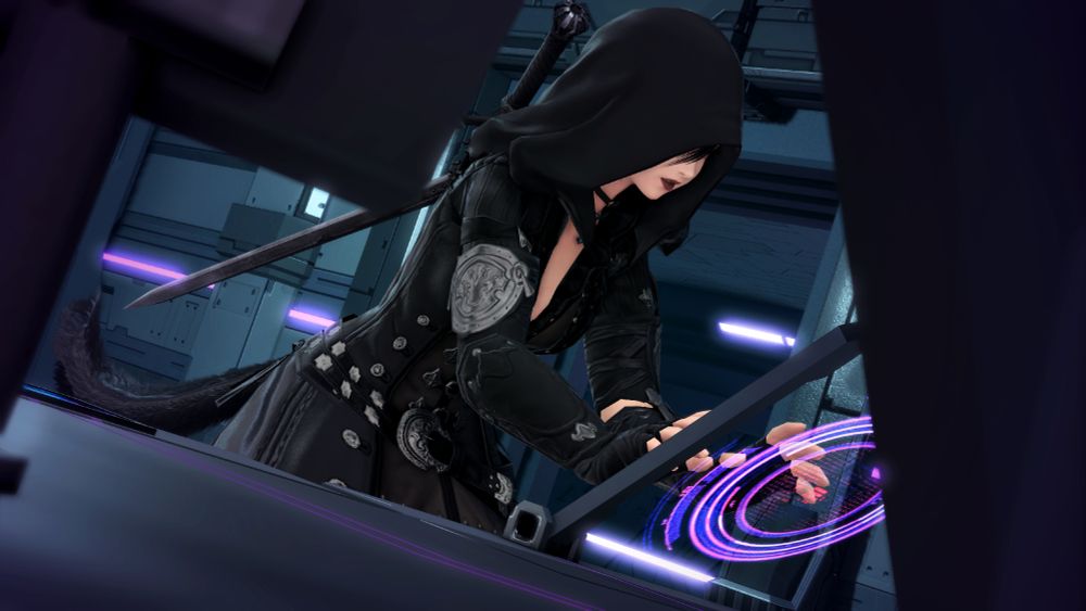Alternate angle of Nika hacking a terminal.