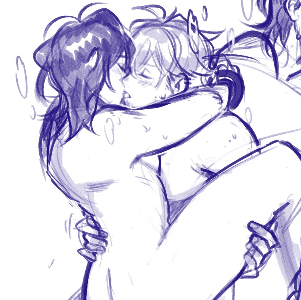 messy doodle of nsfw harueli
