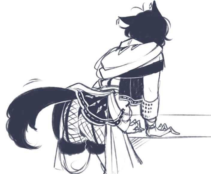 rough and old sketch of elijah's backside