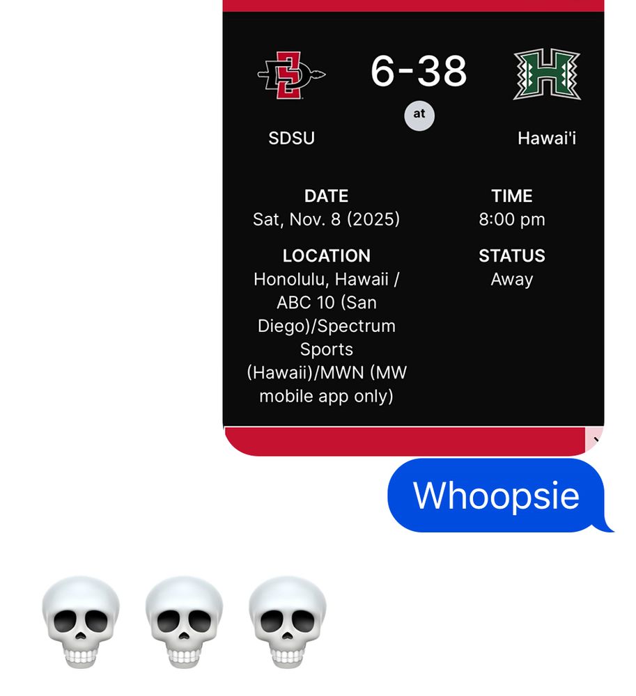 My son is visiting friends in San Diego and their home team just scoured San Diego in football 38-6. 😞 
