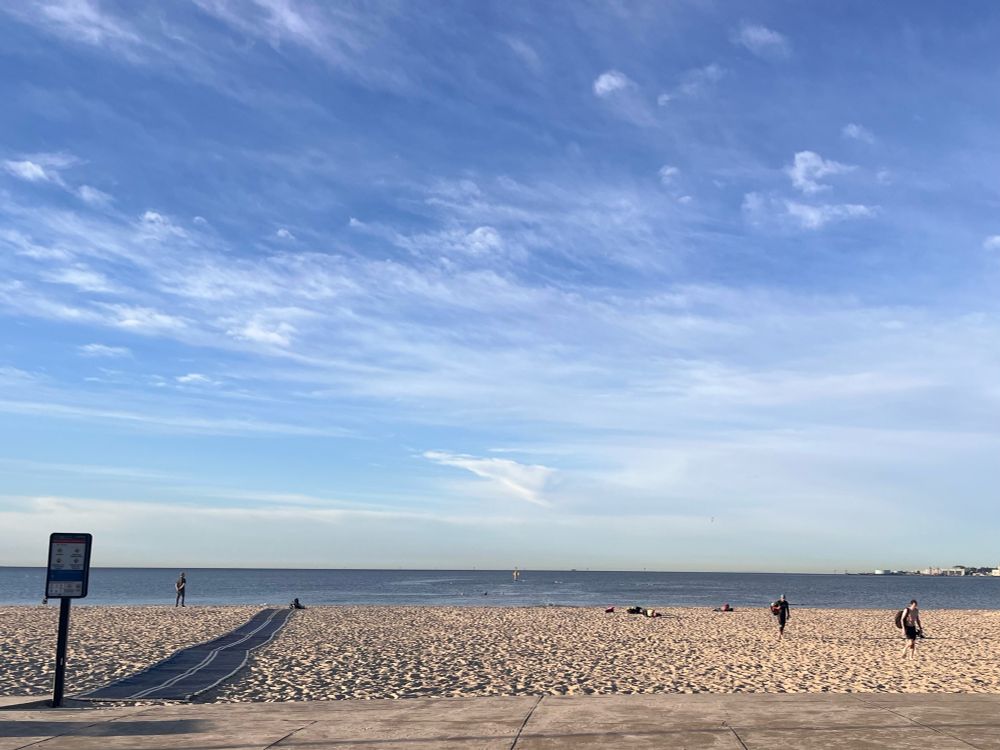 Beautiful calm beach on a sunny day with blue skies. 