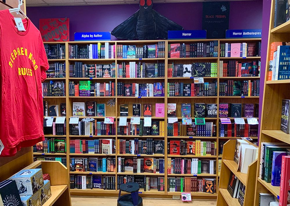 The wall of horror at Book People, 6th & Lamar in Austin, Texas.