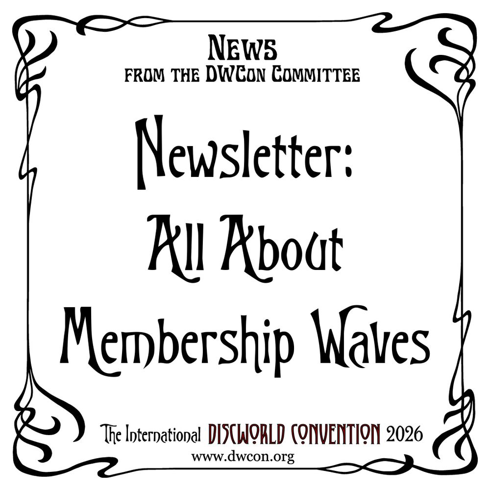 White Square Background with Black Art Nouveau border and text reading "Newsletter: All About Membership Waves"