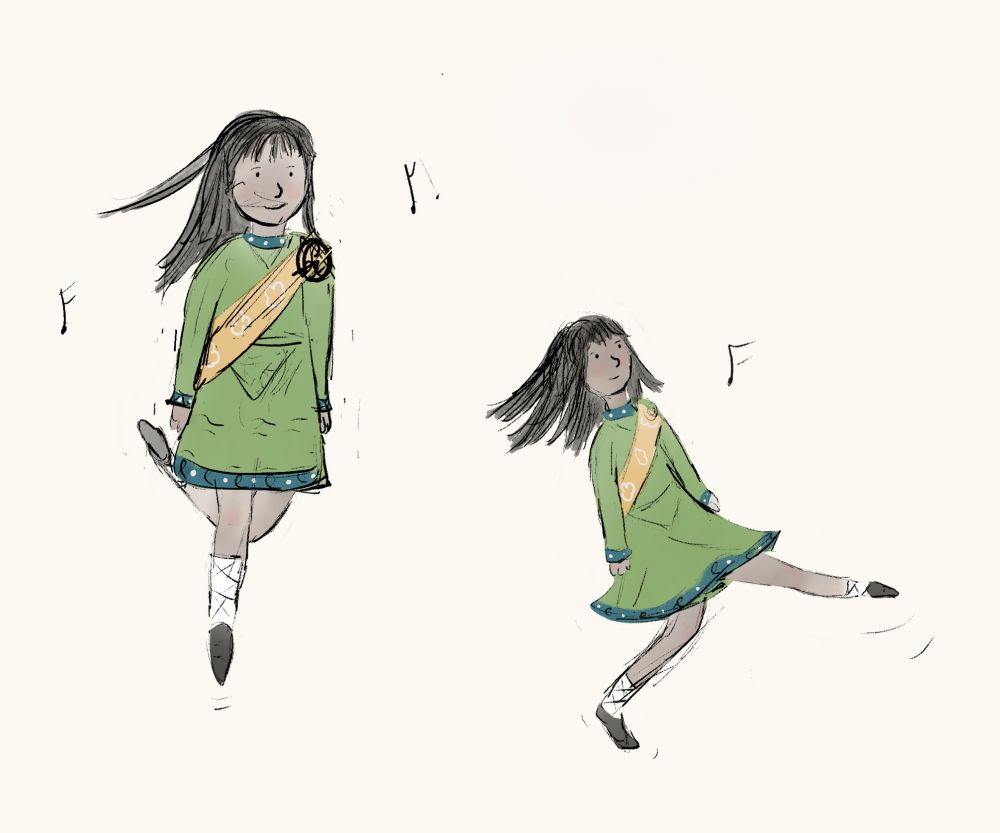 Nina Irish dances her way across my page! 