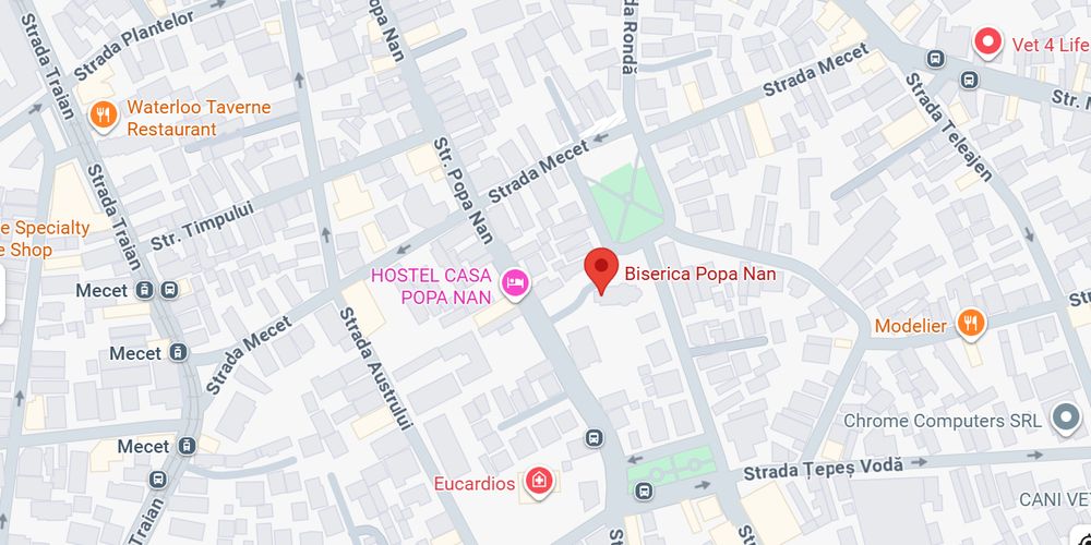 Snippet of Bucharest (Google Maps) showing Strada Mecet (= 'cemetery' < Turkish)