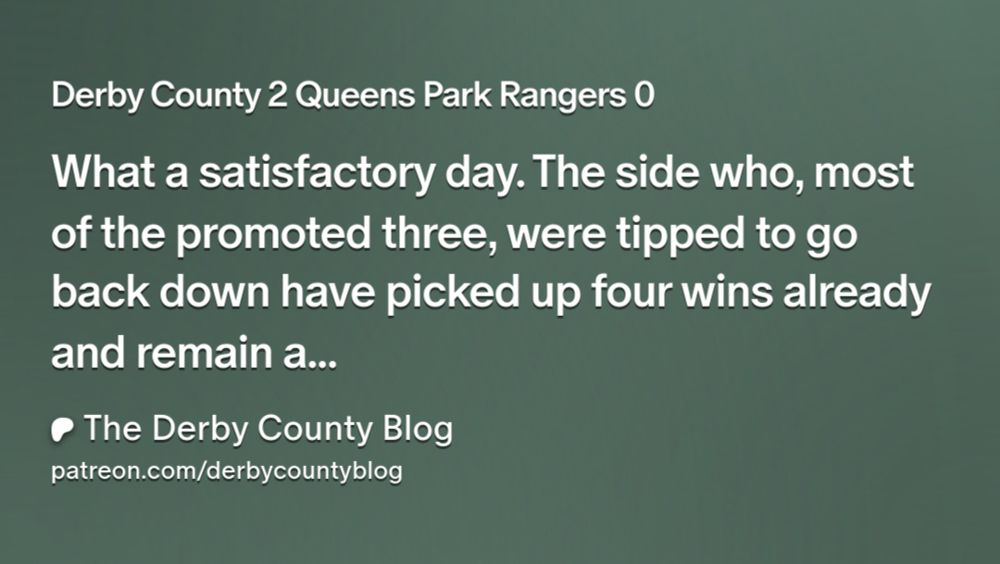 Derby County 2 Queens Park Rangers 0 | The Derby County Blog