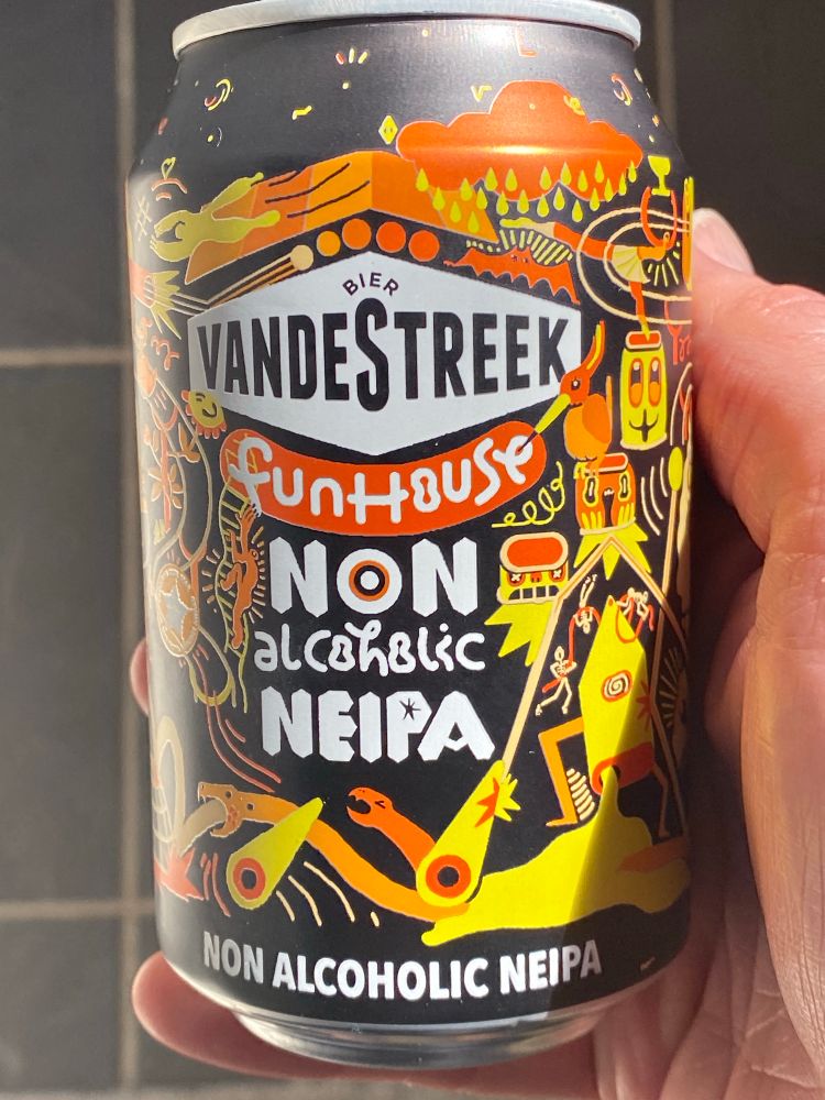 A small colourful can of non alcoholic beer by Vandestreek brewery. 