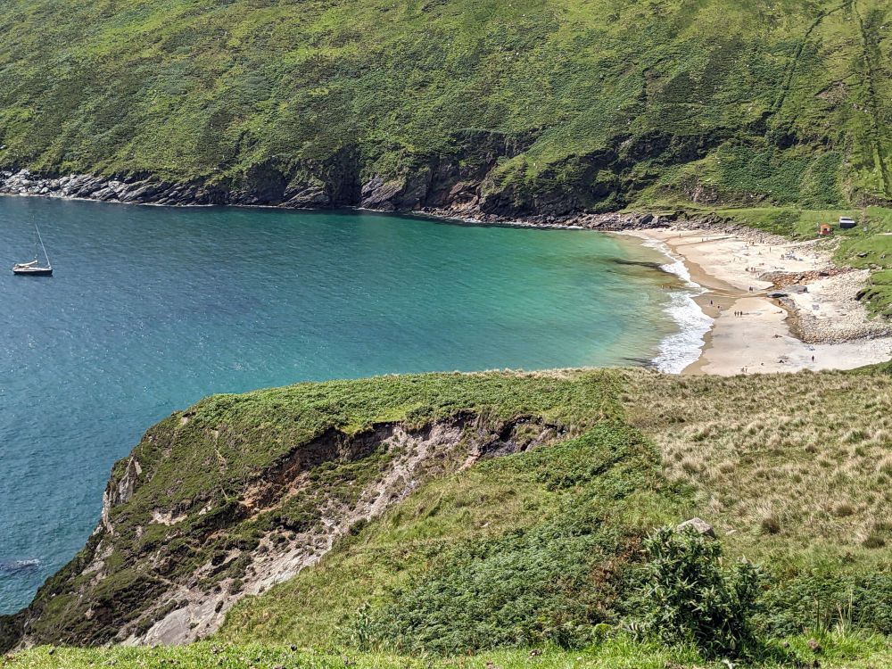 Keem Bay on Achill island in Ireland on a sunny day.