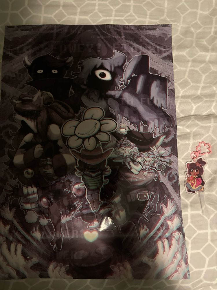 Poster from the artist Aeroartwork, of Undertale Yellow Neutral Route and Kanako Ketsukane Keychain by BubbledTeaDreams