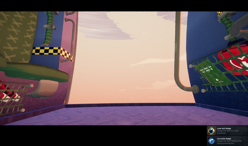 From the same run, a screenshot of me achieving the Lone Wolf and Survival Badges.