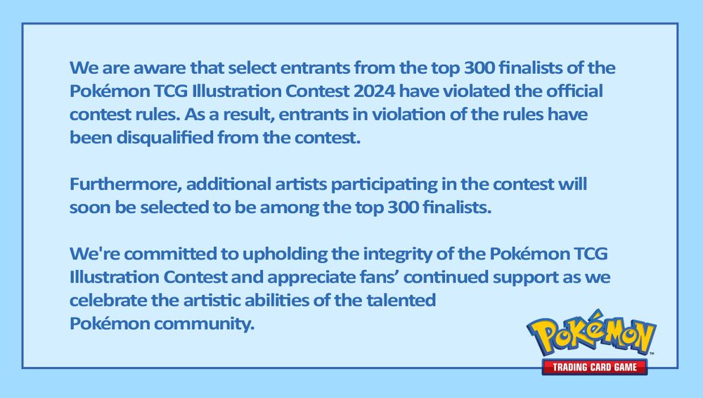 Pokémon TCG Illustration Contest addresses community concerns over finalists, disqualifies entries violating official contest rules