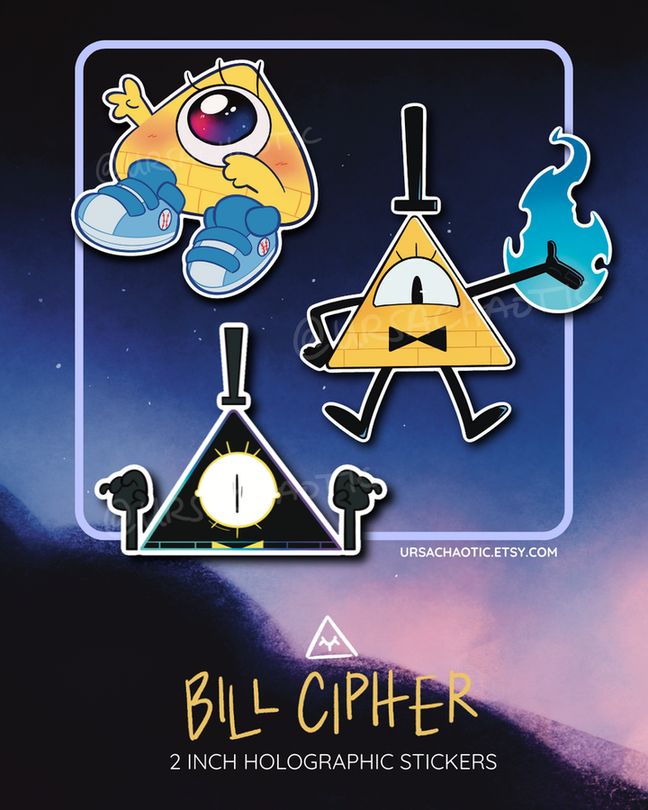 Stickers of Bill Cipher from Gravity Falls 
